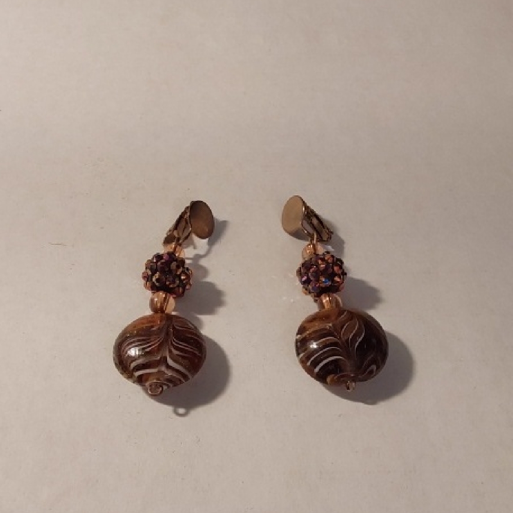 Chic Brown and Gold Dangle Earrings